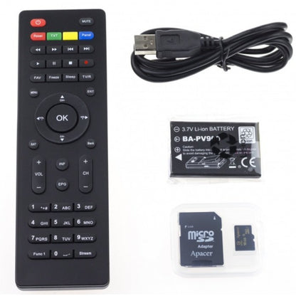 All items included in the TV remote hidden camera package