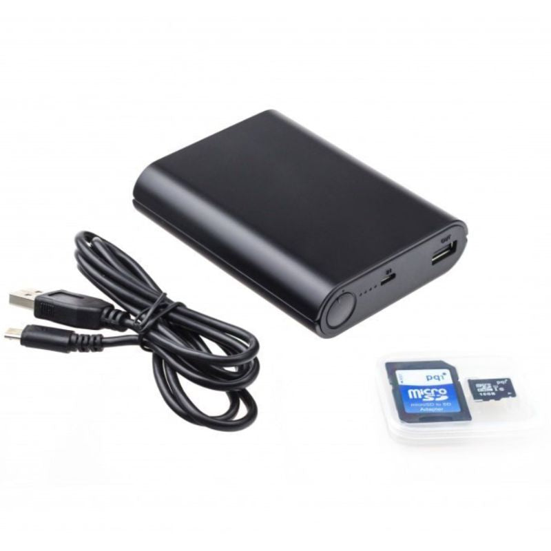 power bank spy camera with charging cable and micro sd card